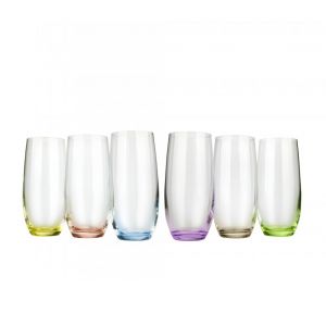 Crystalex 25180-350-X 12 Oz Club Rainbow Cocktail Assorted Color Glass, 6/SET