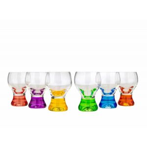 Crystalex 40159/60C 2 Oz Gina Rainbow Assorted Color Shot Glass, 6/SET
