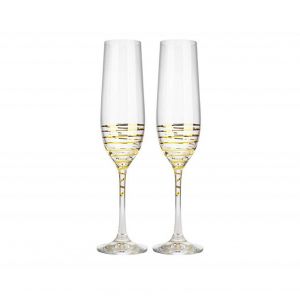Crystalex 40729/190/M8441 6 Oz Viola Gold Spiral Flute Glass, 2/SET