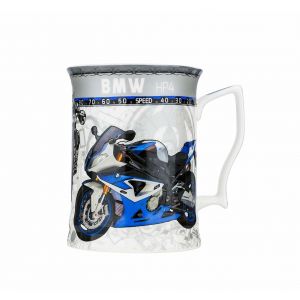 Carmani CR-016-5202, 18.5 Oz Porcelain Mug with BMW Motorcycle Print, EA