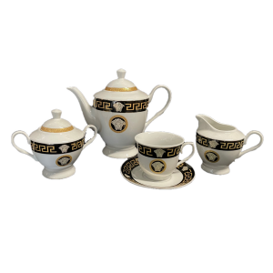 Royalty Porcelain IG5700B-17, White Bone China Tea Set 