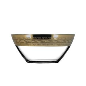 Crystal Goose GX-08-1425 Crystal Salad Bowl with Bronze-Plated Trim, 2-Piece Set