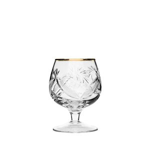 Neman Crystal TM5290G-X, 7 Oz Lead Crystal Brandy Glasses with Gold Rims, Set of 6