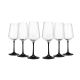 Crystalex SANDRA, 11.5 Oz Crystal Wine Glass Set with a Black Stem, 6-Piece Set