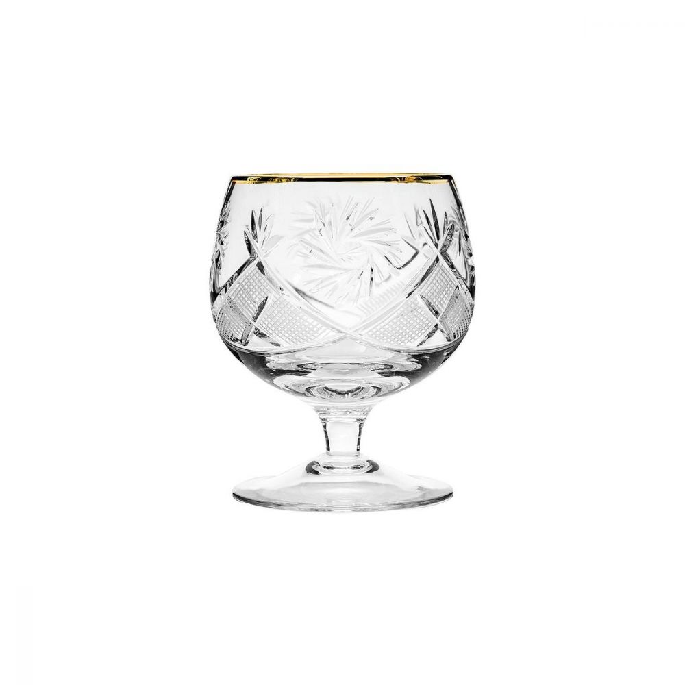 Neman Crystal 10 Oz. Lead Crystal Brandy Glass with Gold Rim. Set