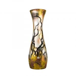 Victoria Bella 10253/500/ABG, 20-Inch High Glass Vase with Pattern: Beige and Gold Abstract, EA