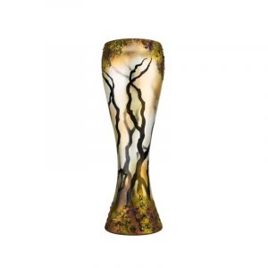 Victoria Bella 10253/500/ABG 20'' Height Glass Vase. Pattern: Beige and Gold Abstract