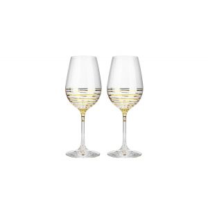 Crystalex 40729/350/M8441 12 Oz Viola Gold Spiral Wine Glass, 2/SET