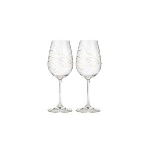 Crystalex 40729/350/QH013 12 Oz Viola Gold String Wine Glass, 2/SET