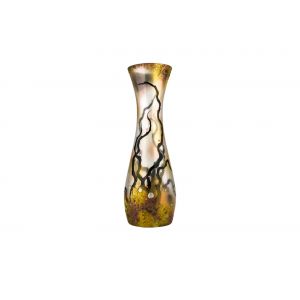 Victoria Bella 20'' Height Glass Vase. Pattern: Beige with Rhinestones Abstract