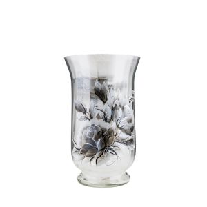 Victoria Bella 6487/300/BWP 12'' Height Glass Vase. Pattern: Black & White Peony