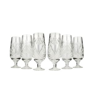 Neman Crystal GB5290-170-X, 5.7 Oz Lead Crystal Champagne Glasses on Short Stem, Set of 6
