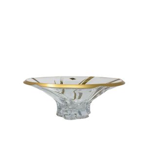 Aurum Crystal AU51769 12-Inch Diameter Oklahoma Footed Bowl With Golden Rim, EA