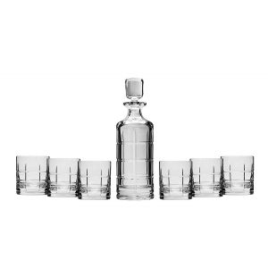 Aurum Crystal™ AU60347, Whiskey Decanter and Six Tumblers Set from Tartan Collection, Set of 7 