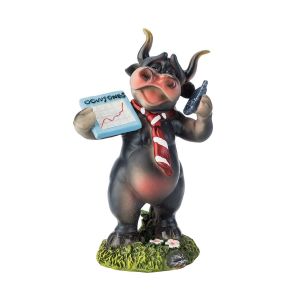 Quality Import B9752, 6.3-Inch Decorative Bull Stock Broker Statuette, EA