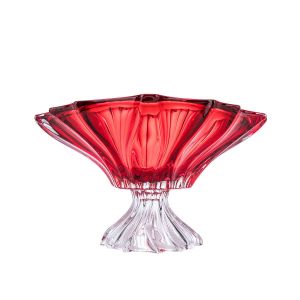 Aurum Crystal™ AU52053, 13-Inch Plantica Red Footed Fruit Bowl, EA