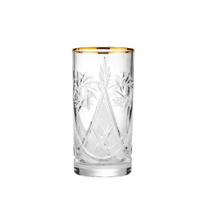 Neman Crystal 12 Oz Highball Glasses with Gold Rim, 6 EA/SET