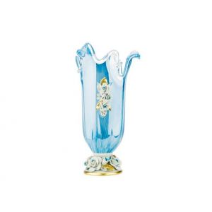 White Crystal WVS1950/AMPL 14'' Height Glass Vase Murano 