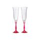 Crystalex 40600/190/Q8182, 6 Oz Crystal Wedding Champagne Glasses with Red Stems, Set of 2