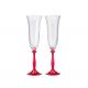 Crystalex 40600/190/Q8183, 6 Oz Crystal Wedding Champagne Glasses with Red Stems, Set of 2