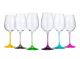Crystalex 40729V 12 Oz Viola Rainbow Assorted Color Engraved Wine Glass, 6/SET