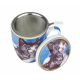 Carmani CR-017-2501, 14 Oz Porcelain Mug with Lid and Infuser, Cats Print, EA