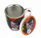 Carmani CR-017-2503, 14 Oz Porcelain Mug with Lid and Infuser, Cats Print, EA