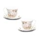 Royalty Porcelain GP3005G-8, Bone China Cup and Saucer Set with Swarovski Inlay, 4 Cups + 4 Saucers