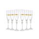 Crystalex ELISABETH GOLD 6.5-Ounces Crystal Clear Champagne Flute Glasses with Pattern and Gold Rim, 6 Piece Set