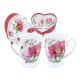 Carmani CR-840-0328, 10 Oz Porcelain Mugs with Floral Pink Design, Set of 2
