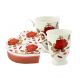 Carmani CR-840-0324, 10 Oz Porcelain Mugs with Red Roses Print, Set of 2