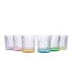 Aurum Crystal™ AU52279, 11 Oz Diplomat Crystal Tumblers with Multi-Colored Bottoms, Set of 6