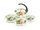 Sunny-C EKN-S-C,  1.6, 2.1 and 3 Liters Enamel Cooking Pots and Tea Pot, Kitchen Cookware, Set of 4