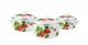 Summer Berry Enamel Cooking Pots, 2, 3 and 4 Liters, Kitchen Cookware Set, Home Cooking Appliance, Set of 3