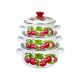 Cherry Enamel Cooking Pots, 2, 3 and 4 Liters, Kitchen Cookware Set, Home Cooking Appliance, Set of 3